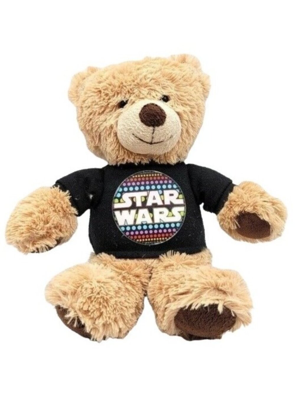 Star Wars Bear Plush Brown 13" Black Shirt Retro Logo Design Stuffed Animal